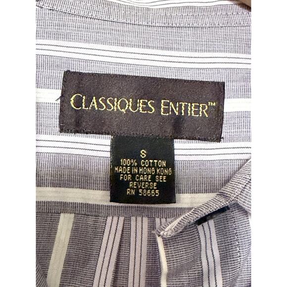 Classiques Entier Size S Button Up Work Wear Top Purple Striped Classic Cotton - Picture 2 of 7
